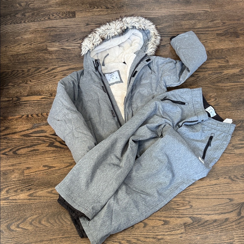 Abercrombie Kids Gray Puffer Jacket and Pants Set